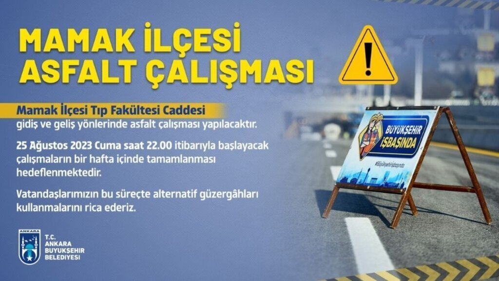 Mamak Tıp Fakültesi Caddesi’nde Asfalt Çalışması Başlıyor