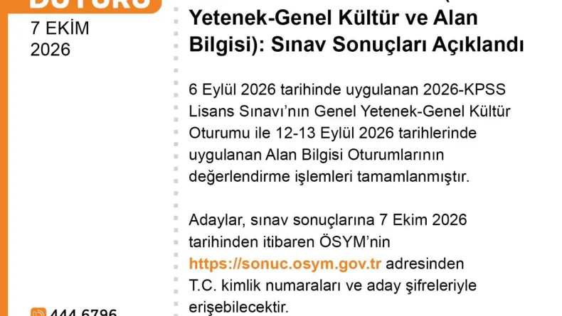 2026-KPSS Lisans sonuçları açıklandı