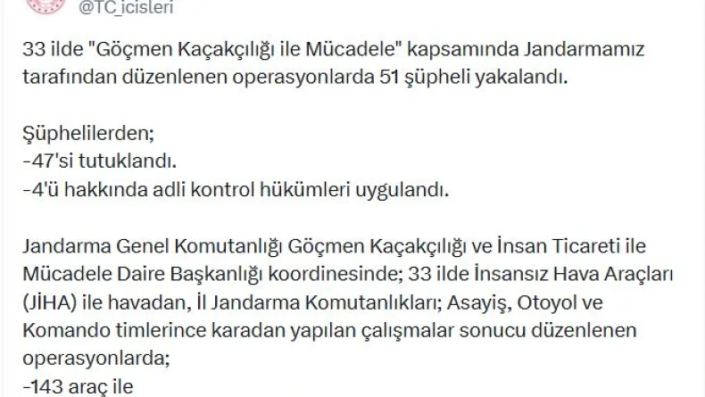 33 ilde göçmen kaçakçılığı operasyonu: 47 tutuklama