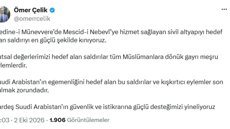 AK Parti'li Çelik, Suudi Arabistan'daki saldırıyı kınadı