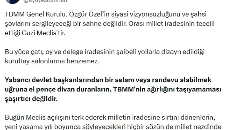 AK Parti'li İnan: Milletin iradesine sırtını dönenlerin, millet nezdinde hükmü kalmamıştır