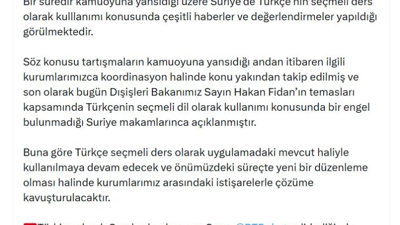 AK Parti'li Zorlu'dan Suriye'de Türkçenin seçmeli dil olarak kullanımına ilişkin açıklama