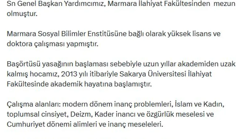 AK Parti Sosyal Politikalardan Sorumlu Genel Başkan Yardımcılığına Terzioğlu atandı