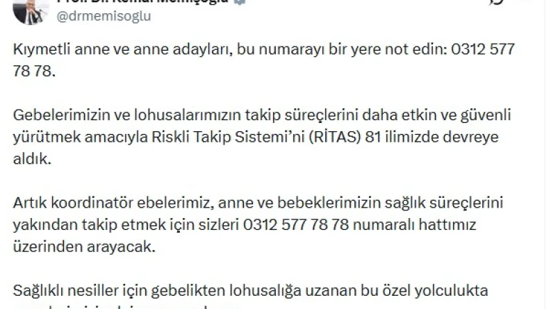 Anne adayları için 'Riskli Takip Sistemi’ 81 ilde devrede