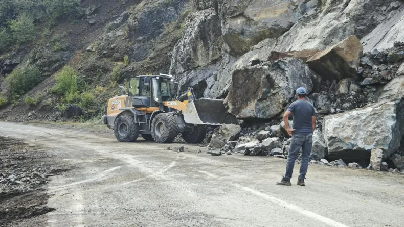 Artvin'de heyelan nedeniyle köy yolu ulaşıma kapandı