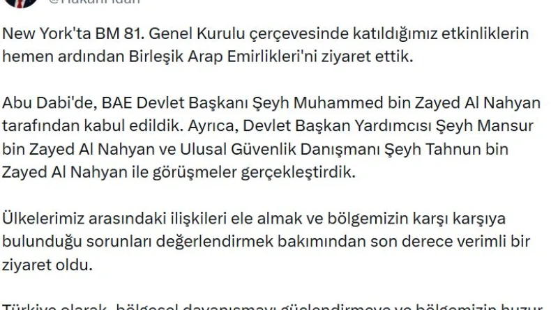 Bakan Fidan, Birleşik Arap Emirlikleri'nde (2)