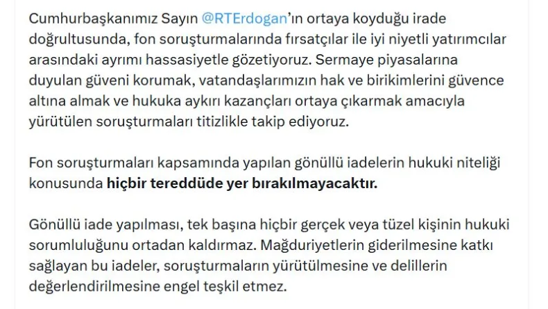 Bakan Gürlek: Önceliğimiz, iade edilen tutarların gerçek hak sahiplerine ulaştırılmasıdır