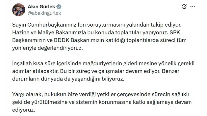 Bakan Gürlek'ten 'fon soruşturması' açıklaması
