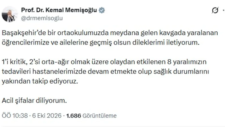 Bakan Memişoğlu'ndan, Başakşehir'deki olayda yaralanan 8 kişinin durumuna ilişkin açıklama