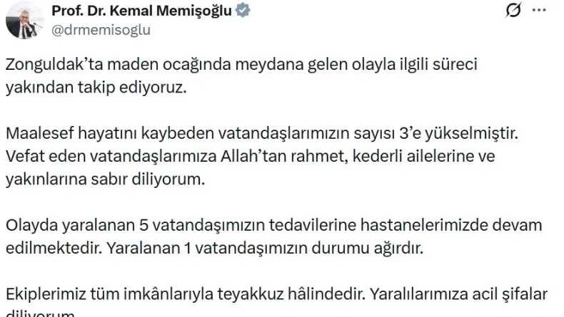 Bakan Memişoğlu'ndan Zonguldak'taki maden kazasına ilişkin açıklama (2)