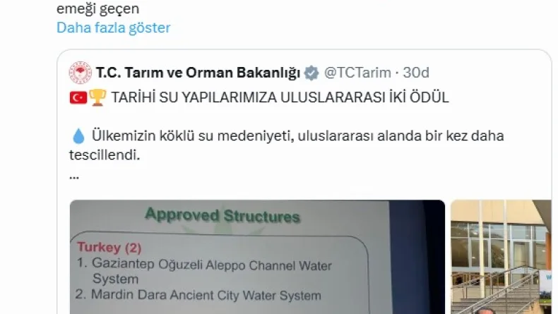 Bakan Yumaklı: Dünya Mirası Sulama Yapıları Listesi'ndeki eser sayımız 5’e yükseldi