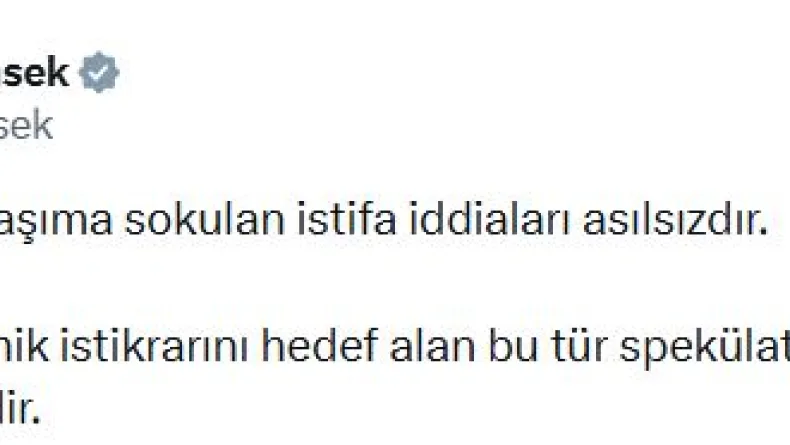Bakanı Şimşek: İstifa iddiaları asılsızdır