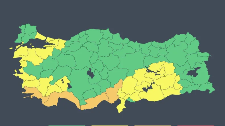 Bakanlıktan 4 il için 'turuncu', 25 il için 'sarı' kodlu uyarı
