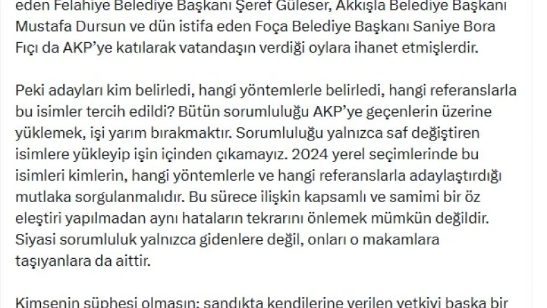 CHP'den transfer açıklaması; Sorumluluk onları o makamlara taşıyanlara ait