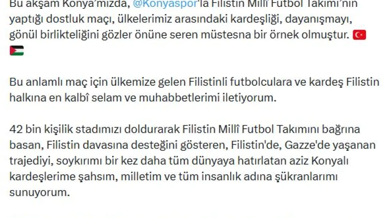 Cumhurbaşkanı Erdoğan: Gazzeli kardeşlerimizle bir olmaya devam edeceğiz