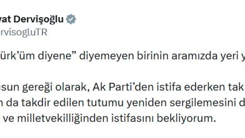 Dervişoğlu'ndan, Fakıbaba için istifa açıklaması
