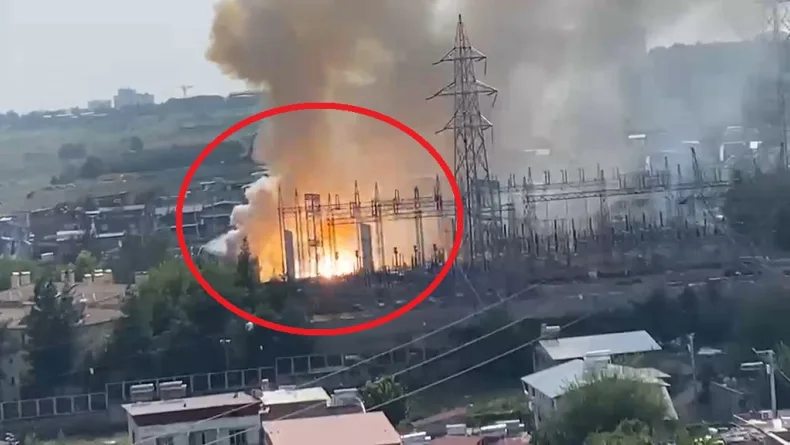 Diyarbakır'da ana trafo merkezindeki yangın ve patlamalar kamerada (3)- Yeniden