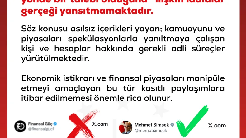 DMM: Bakan Şimşek’in istifasını sunduğuna ilişkin iddialar gerçeği yansıtmamaktadır