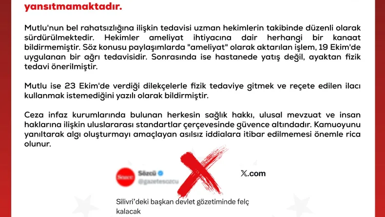 DMM'den tutuklu Hasan Mutlu ile ilgili iddialara yalanlama