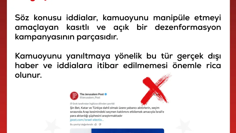 DMM: Türkiye'nin İsrail'deki seçimlere müdahale ettiği iddiaları asılsızdır
