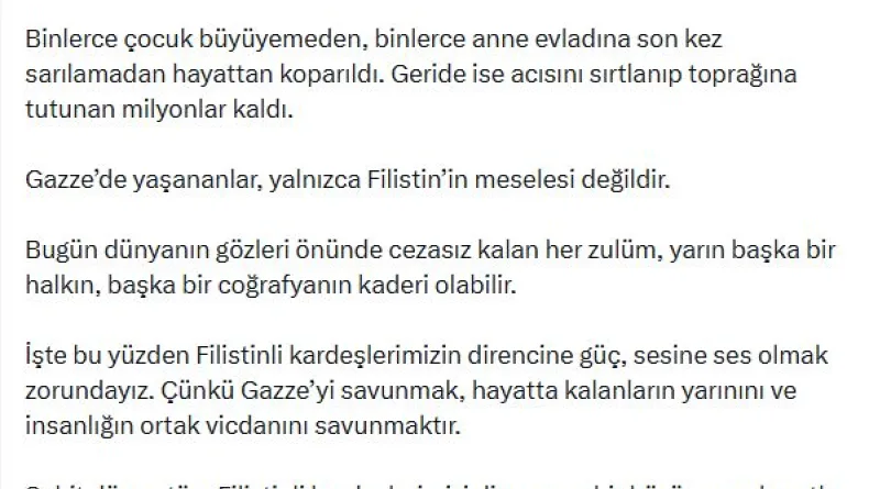 Emine Erdoğan: Gazze'de 3 yıldır bir halkın kökleri sökülmeye çalışılıyor