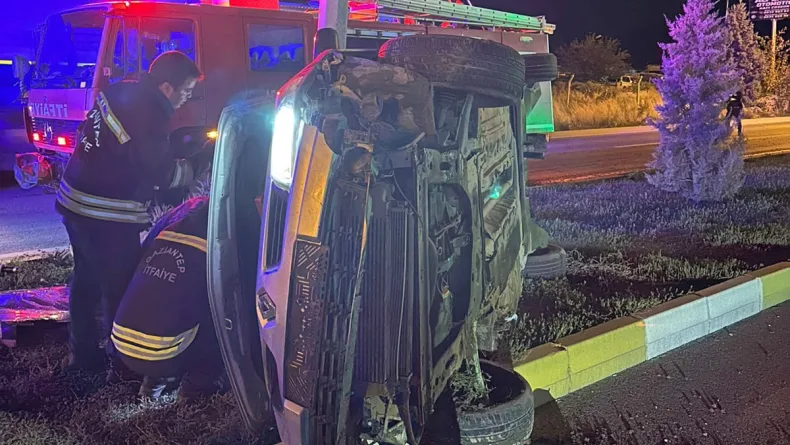 Gaziantep’te devrilen otomobilin sürücüsü öldü