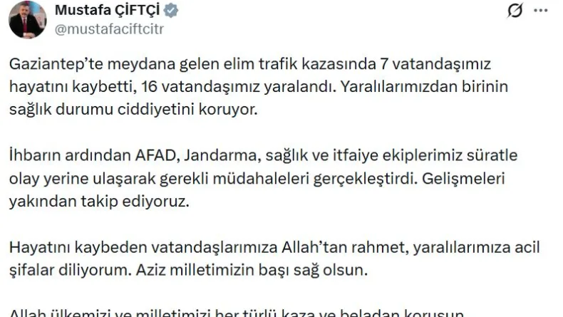 Gaziantep’te yolcu otobüsü ile otomobil çarpıştı; 7 ölü,16 yaralı (5)