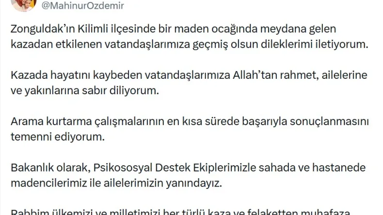 Göktaş: Psikososyal destek ekiplerimizle madencilerimiz ve ailelerimizin yanındayız