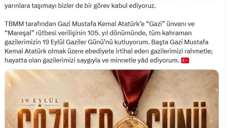 İletişim Başkanı Duran'dan, 'Gaziler Günü' mesajı