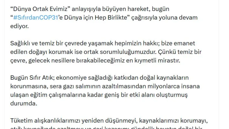İletişim Başkanı Duran'dan 'Sıfır Atık' paylaşımı