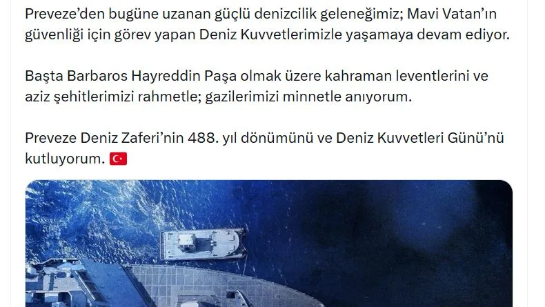 İletişim Başkanı Duran, 'Deniz Kuvvetleri Günü'nü tebrik etti