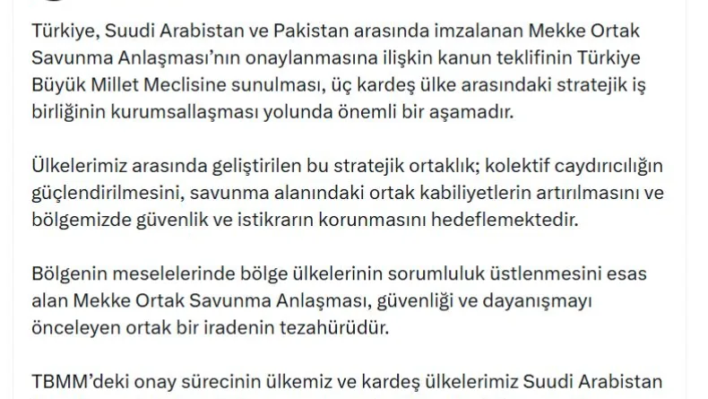 İletişim Başkanı Duran: Mekke Anlaşması'nın TBMM'ye sunulması önemli bir aşamadır