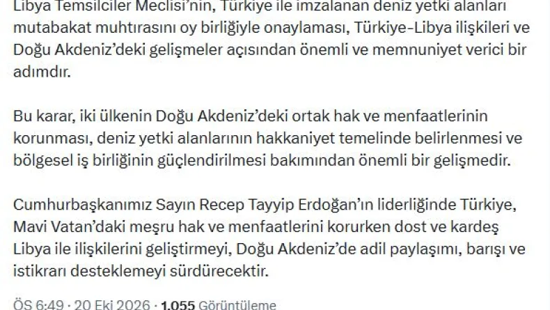 İletişim Başkanı Duran: Türkiye-Libya ilişkileri açısından önemli bir adım