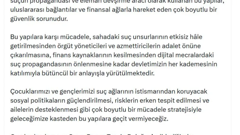 İletişim Başkanı Duran: Yeni nesil suç örgütleri çok boyutlu bir güvenlik sorunudur