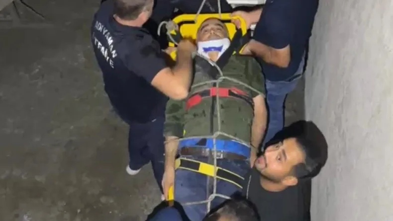 İnşaatta merdiven boşluğuna düşen bekçi yaralandı