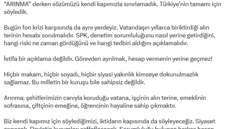 Kılıçdaroğlu: Vatandaşın yıllarca biriktirdiği alın terinin hesabı sorulmalı