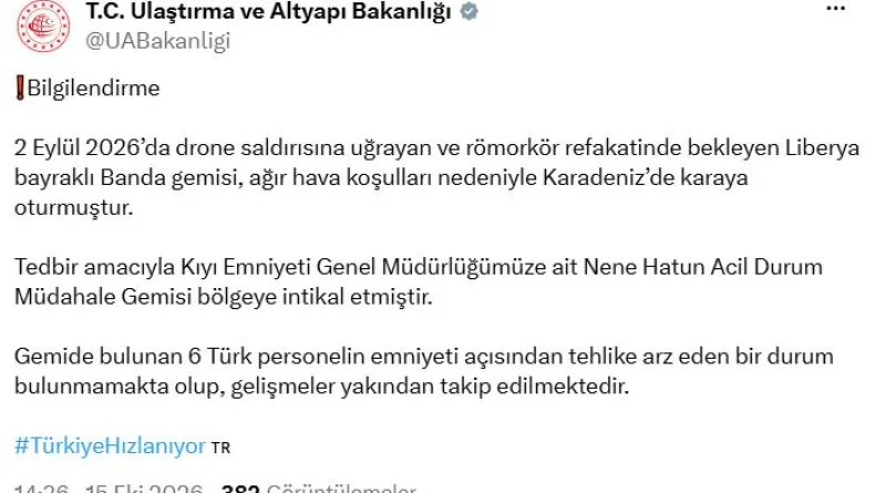 Liberya bayraklı gemi, Karadeniz'de karaya oturdu