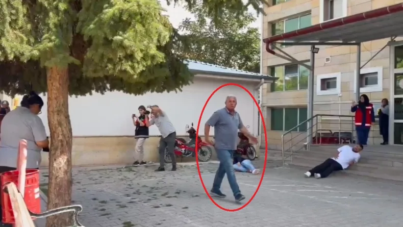 Mahalle muhtarı hastane önündeki tatbikatı gerçek sandı; o anlar görüntülendi