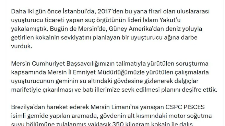 Mersin Limanı'nda geminin altına gizlenmiş 350 kilo kokain ele geçirildi (2)
