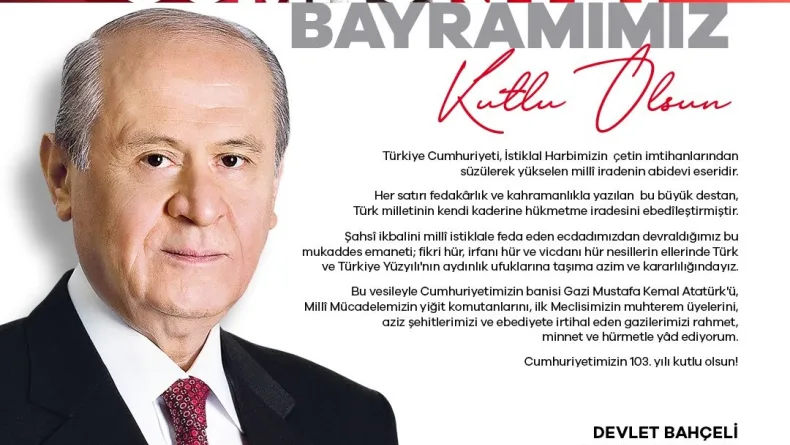 MHP Genel Başkanı Bahçeli'den 29 Ekim Cumhuriyet Bayramı mesajı