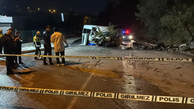 Minibüs trafik tabelası, elektrik direği ve ağaca çarptı: 6 yaralı