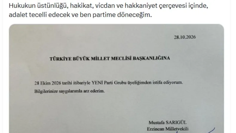Mustafa Sarıgül, Yeni Parti'den istifa etti