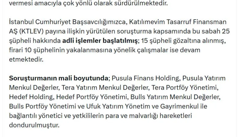 Sermaye piyasalarına ilişkin soruşturmada 15 gözaltı