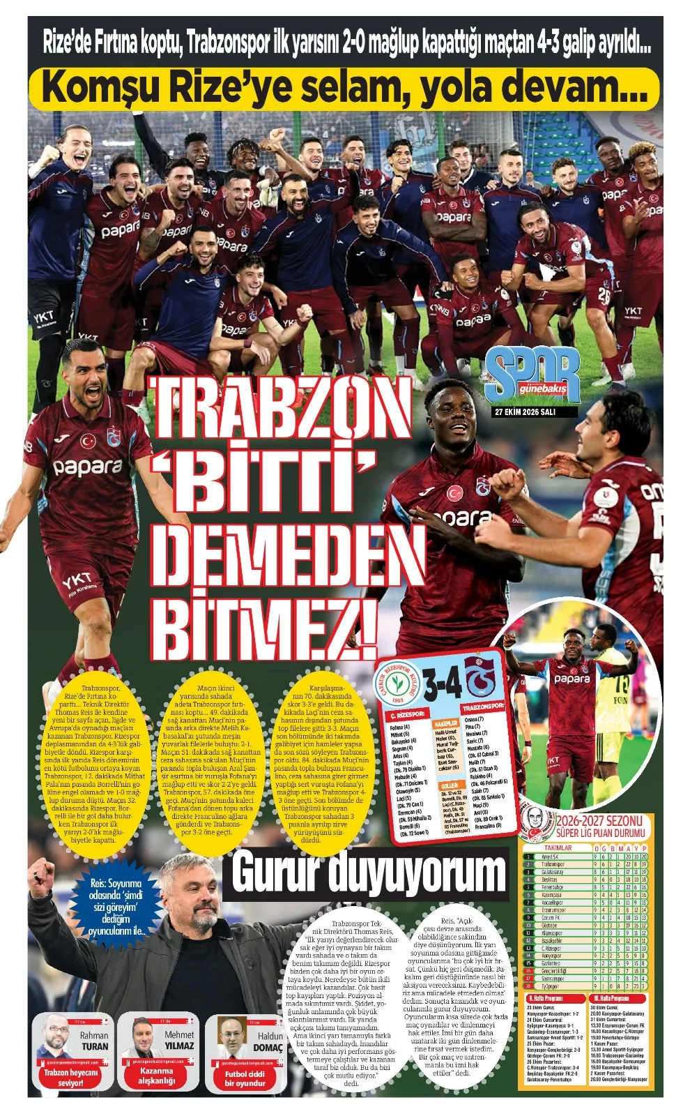 Trabzonspor, Rize'de tarihi geri dönüşe imza attı