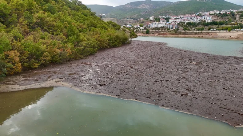 Tunceli'de suların taşıdığı atıklar, baraj gölü kıyısında birikti