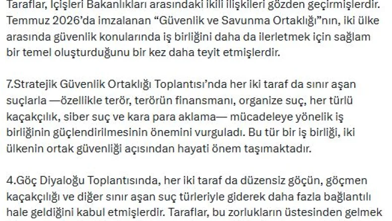 Türkiye ile Birleşik Krallık arasında güvenlik ve göç toplantısı