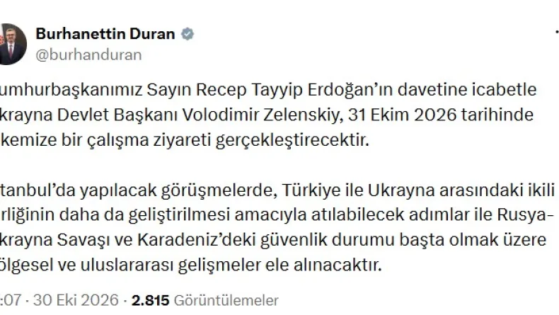 Ukrayna Devlet Başkanı Zelenskiy, Türkiye'ye gelecek
