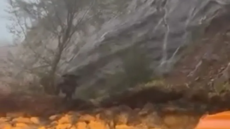 Uludağ yolunda heyelan