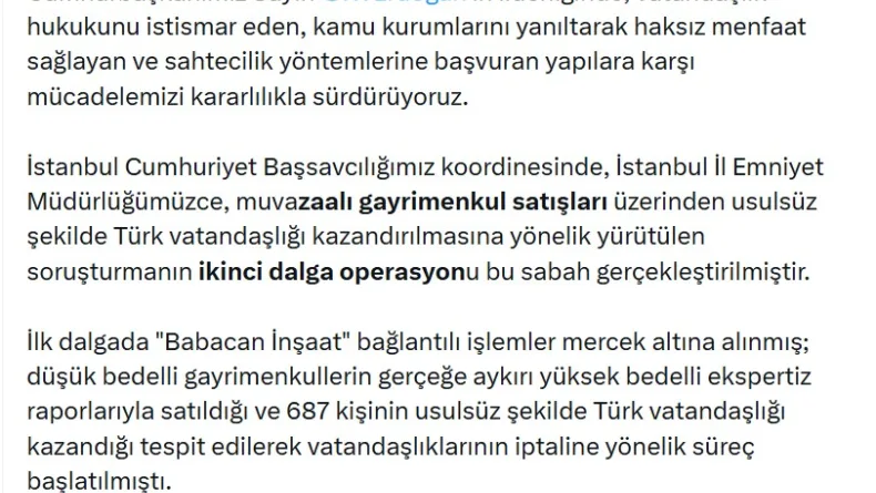 Usulsüz vatandaşlık soruşturmasında 72 gözaltı