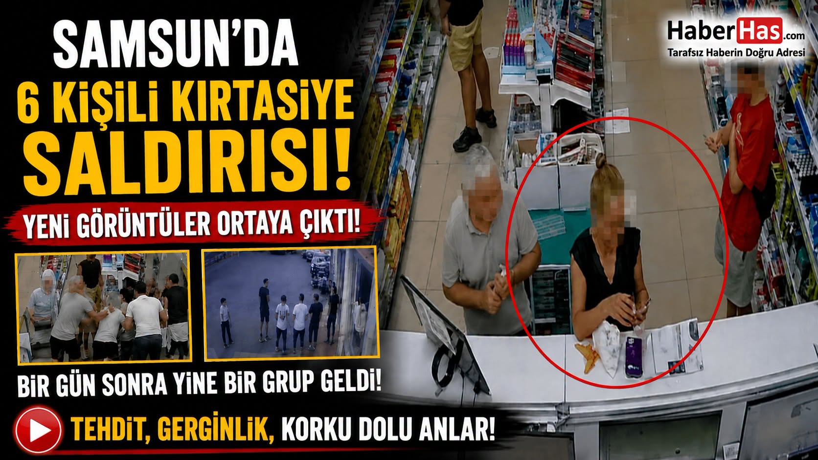 Samsun’da 6 Kişilik Kırtasiye Saldırı Sonrası Yeni Görüntüler Ortaya Çıktı! Bir Gün Sonra Yine Bir Grup Geldi